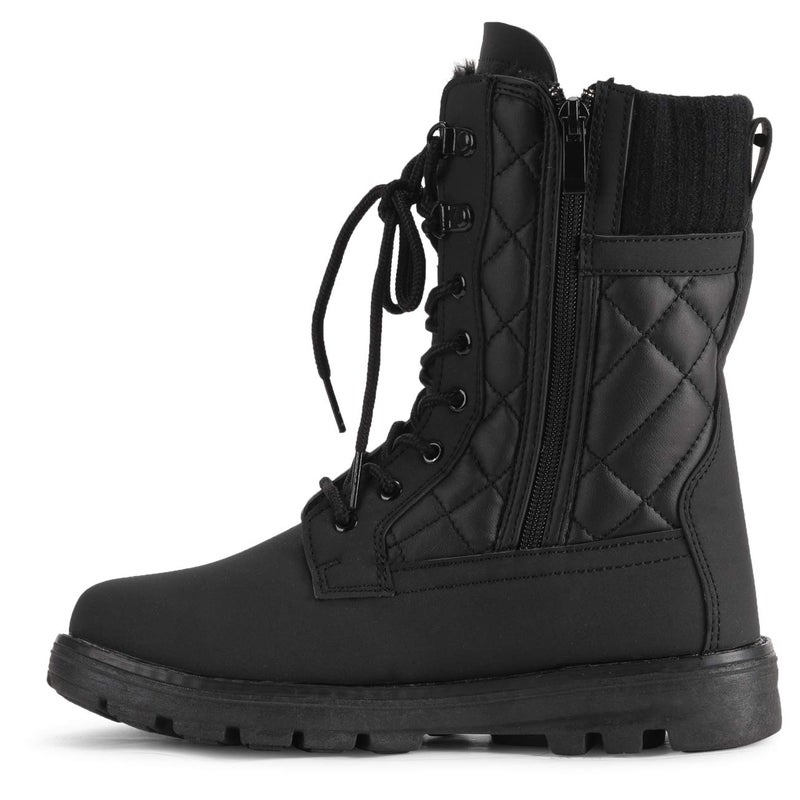 POLAR Womens Memory Foam Outside Pocket Inside Zip Thermal Waterproof Deep Tread Rubber Sole Snow Boots - Black Cardy Mono - EU38/US7 - YC0623 - Image 3